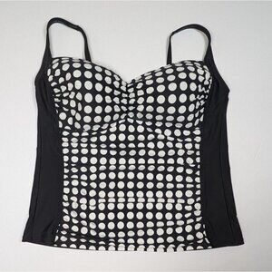 Tankini Top Plus Size Polka Dot Sweetheart Black White Pin Up Retro VM Women 22W
